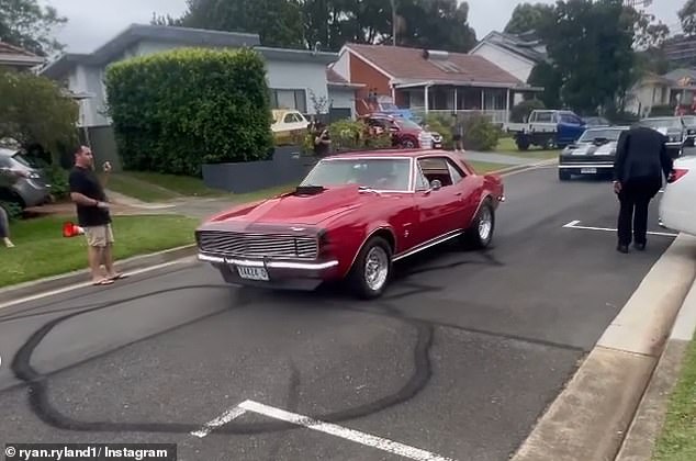 A convoy of cars drove from the boxer's home in Caringbah to the wedding ceremony