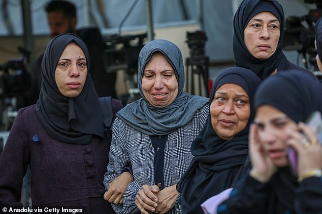 Funeral prayers are held for the Palestinians killed in Israeli attacks at Al-Aqsa Martyrs Hospital in Deir al-Balah, Gaza on December 22, 2024