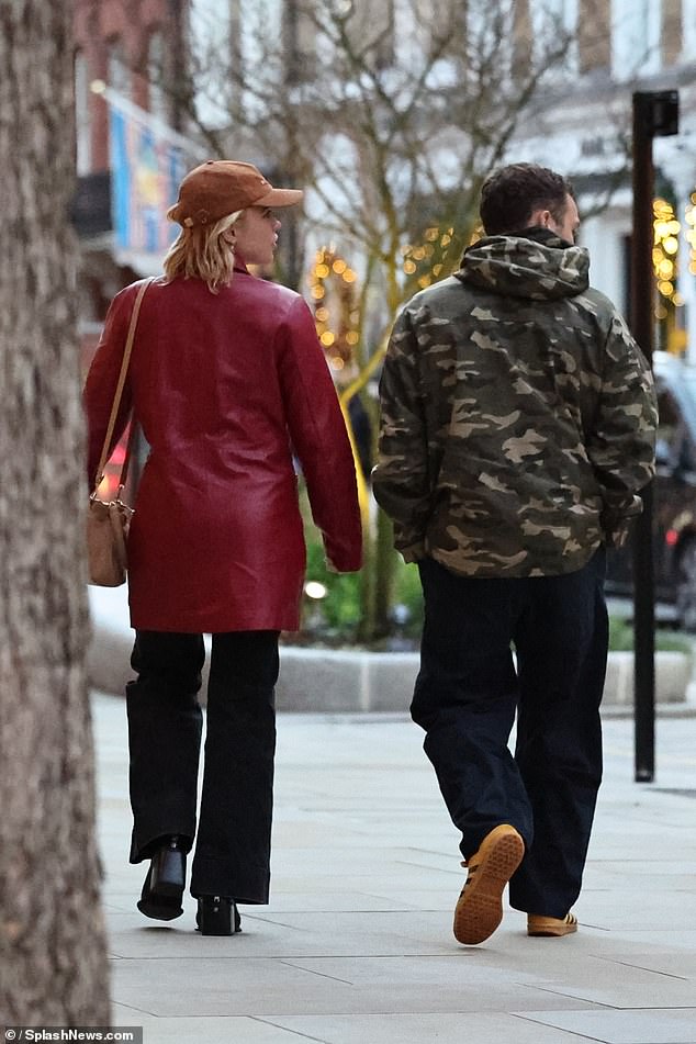 The We Live In Time star put on a typically fashionable performance as she dressed up in a red leather jacket and black wide-leg jeans