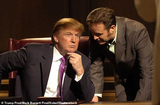 Donald Trump, pictured with producer Mark Burnett, starred in fourteen seasons of the NBC show The Apprentice between 2004 and 2015 - before being elected US President the following year