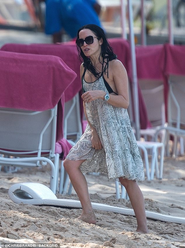 The 50-year-old singer of Celtic pop rock group The Corrs enjoyed a day at the beach