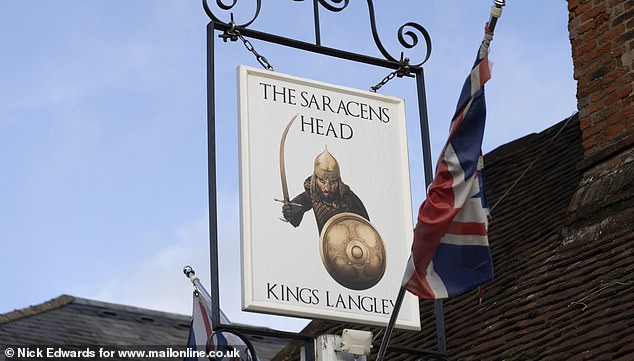 The head of the Saracen in Kings Langley depicts a Saracen brandishing a sword