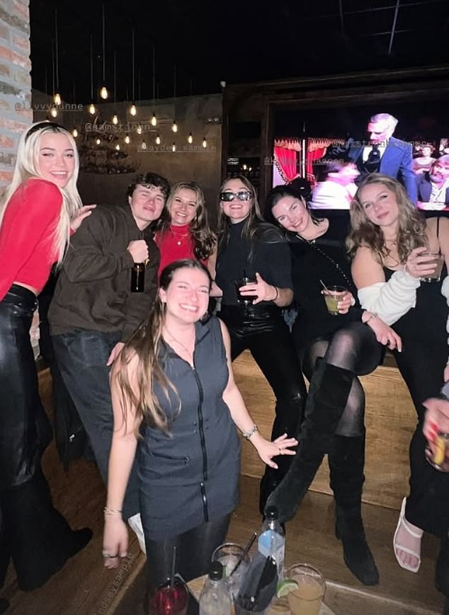 Julz also shared a photo of her and Livvy with a larger group of friends later in the evening