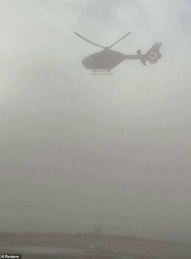 The helicopter manages to get airborne after a slow start in Turkey