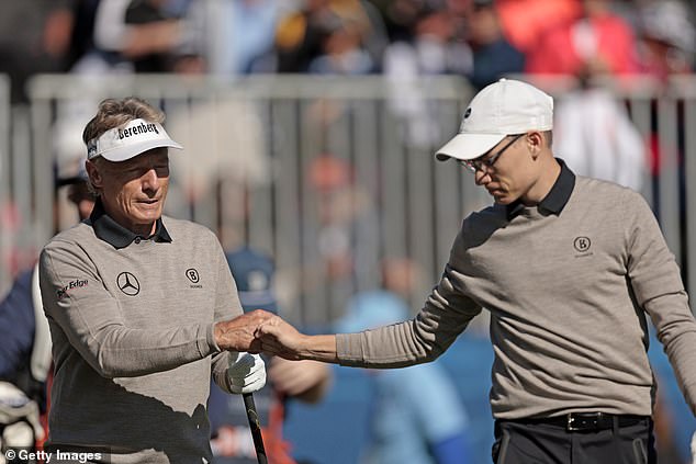 Bernhard Langer converted the winning putt and emerged victorious with his son Jason