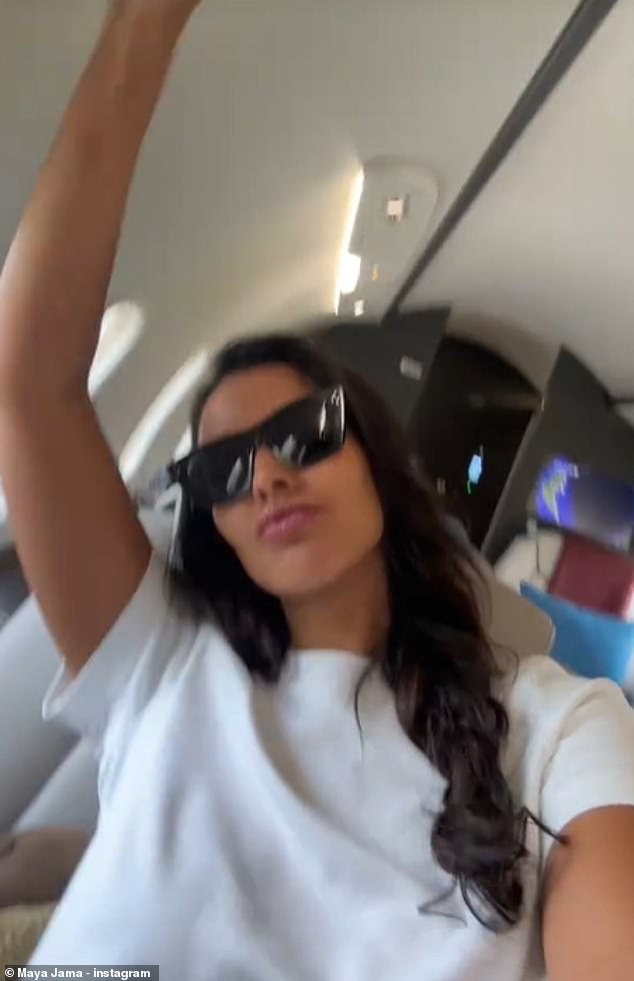 Earlier in the day, Maya, who wore a plain white T-shirt and sunglasses, shared a short video of herself dancing on a private jet while en route to Italy.