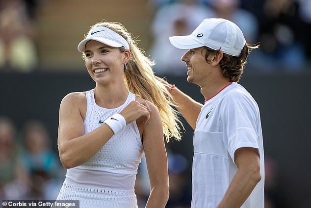 De Minaur aims to perform well at the Australian Open in January (pictured with Katie Boulter at Wimbledon last year)