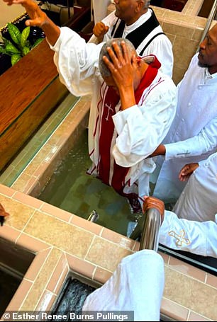 The actor pictured during his baptism