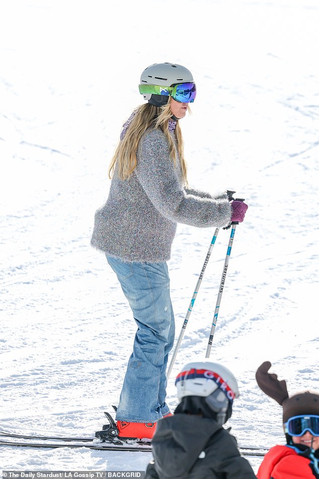 Klum made sure to wear a helmet and mirrored goggles as she navigated the snowy terrain at Buttermilk (considered the easiest in the area), where daily lift tickets for adults cost $264.