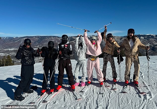 Heidi wore the exact same snowsuit on Saturday when she took a family photo at the summit