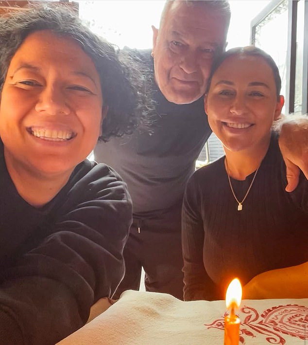 This photo of Katy Lee Carroll, Jimmy Barnes and his daughter Mahalia Barnes is captioned 