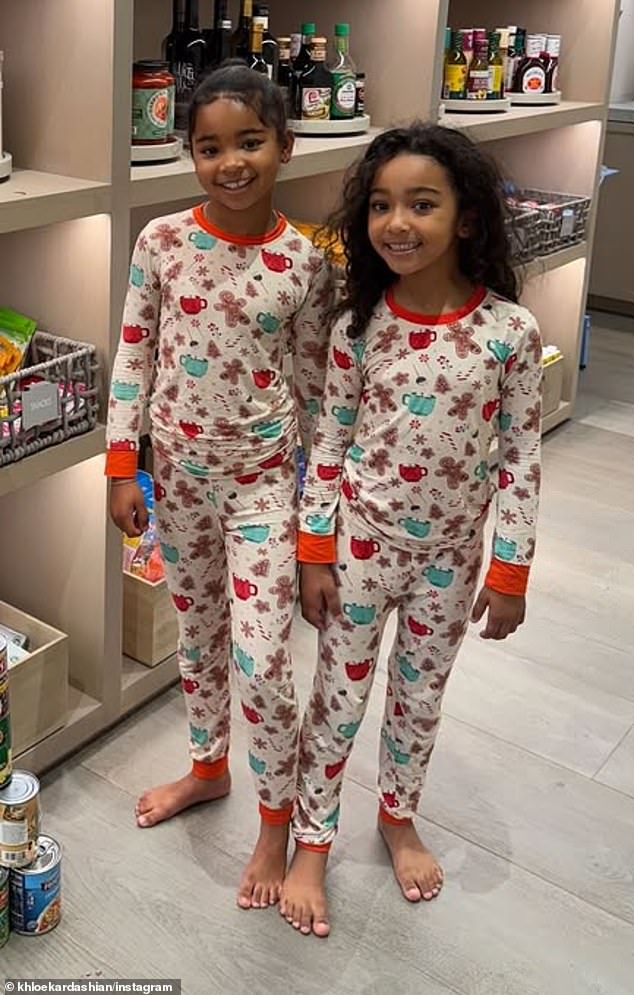 Khloé posted six-year-old daughter True - who she shares with ex-boyfriend Tristan Thompson - and niece Chicago, who turns seven in January