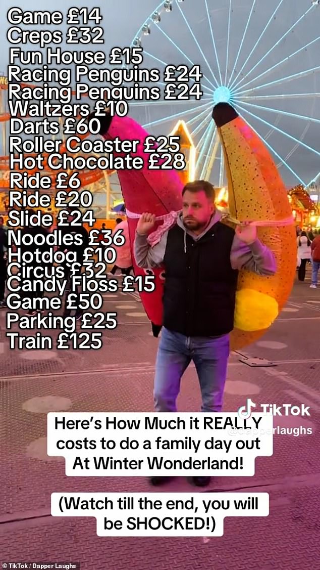 Mr O¿Reilly told his army of 1 million followers: 'This is how much it really costs for a family day out in London at Winter Wonderland!'