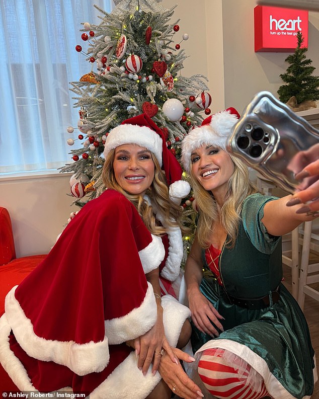 The pop star's look comes after she fully embraced the festive spirit with her Heart Radio co-star Amanda Holden last week as the pair donned sexy Santa outfits