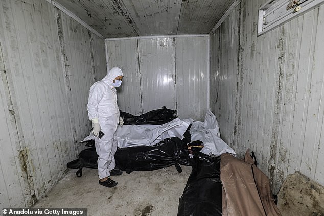 A view of dead bodies, tortured to death, at Al-Mujtahid Hospital as teams conduct investigations in secret compartments of Sednaya Prison after the fall of the Assad regime in Damascus, Syria on December 10, 2024