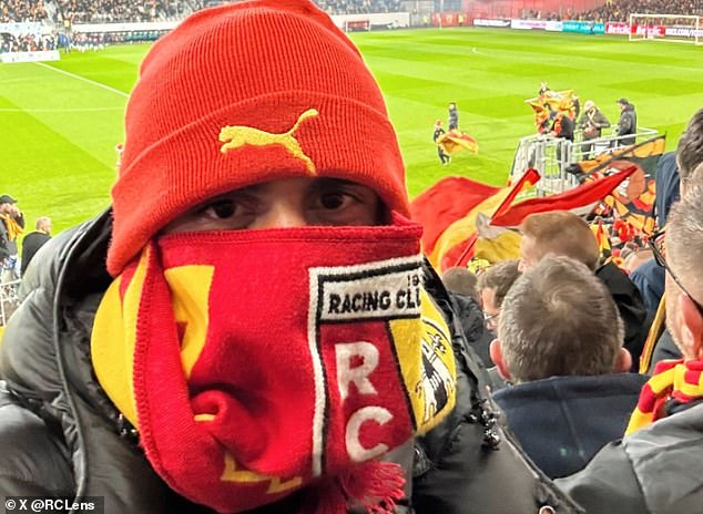 Ex-Man United defender Raphael Varane wore a scarf and hat to hide his identity during the Lens Cup match