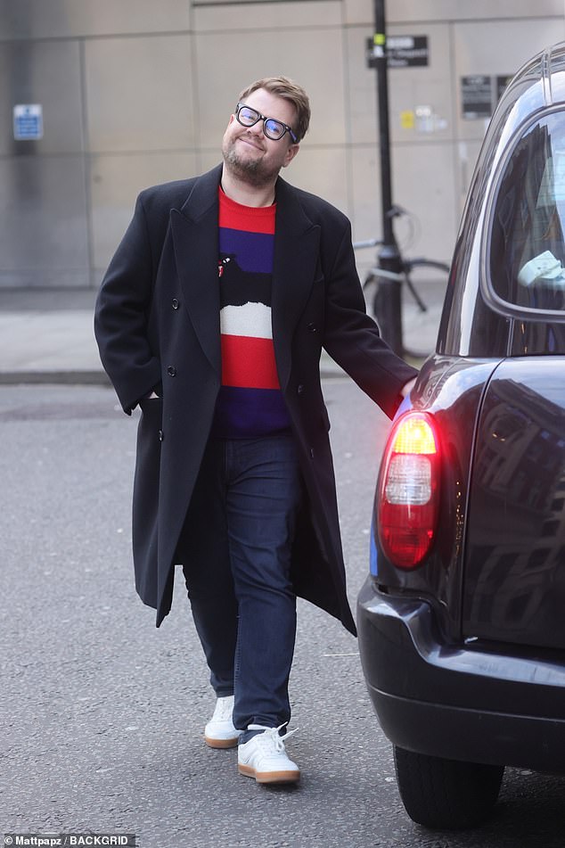 The actor, who plays Smithy in the sitcom, was all smiles as he got into his taxi