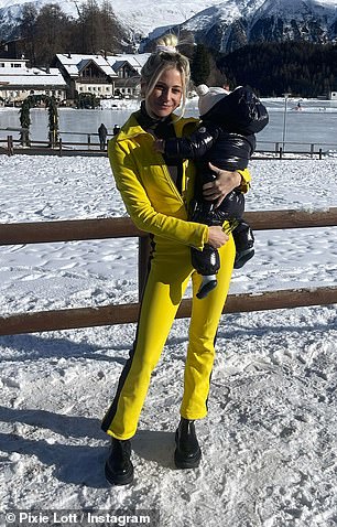 The singer showed off her sensational figure in the eye-catching number as she posed for Instagram photos with the picturesque snow backdrop while staying at the £1,800-a-night Kulm Hotel