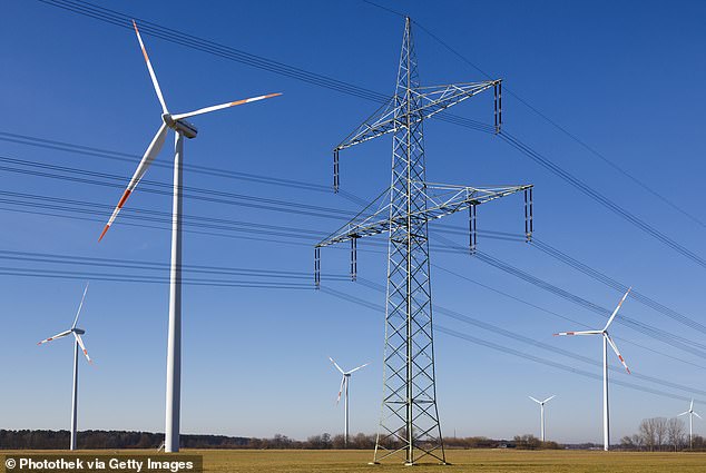 While Germany has added more wind energy, the majority of these turbines are in the north. This leads to crippling bottlenecks in the electricity grid, because masts cannot transport enough power. When this happens, grid operators have to pay energy producers to produce less electricity. In the photo: energy pylons in Schönwalde, Germany