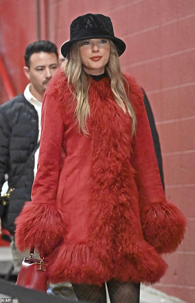 Swift visited the hospital with her boyfriend, Kansas City Chiefs star Travis Kelce, 35, but the pair were not pictured together; pictured during last weekend's game between Kansas City Chiefs and Houston Texans