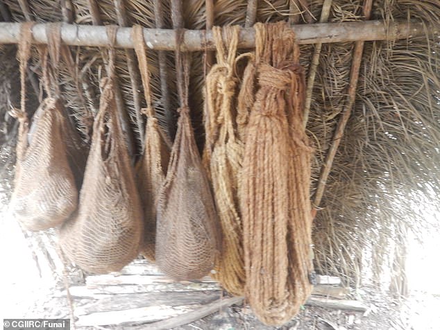 The photo shows hammocks found in Massaco huts