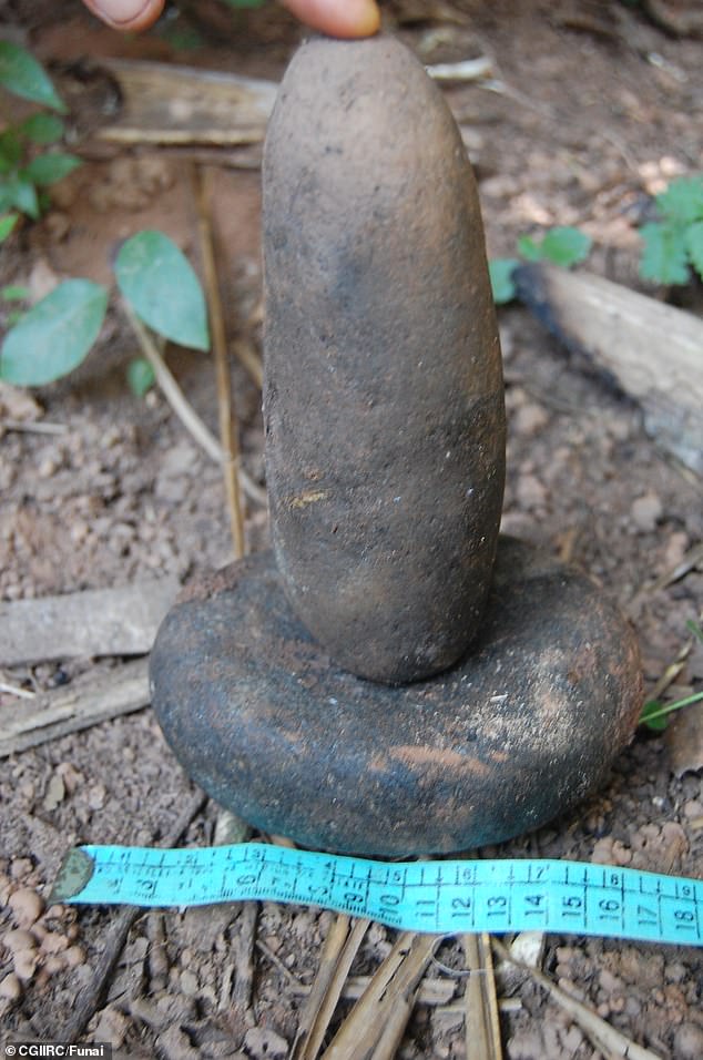 This is a stone instrument that researchers found in a suspected Massaco settlement