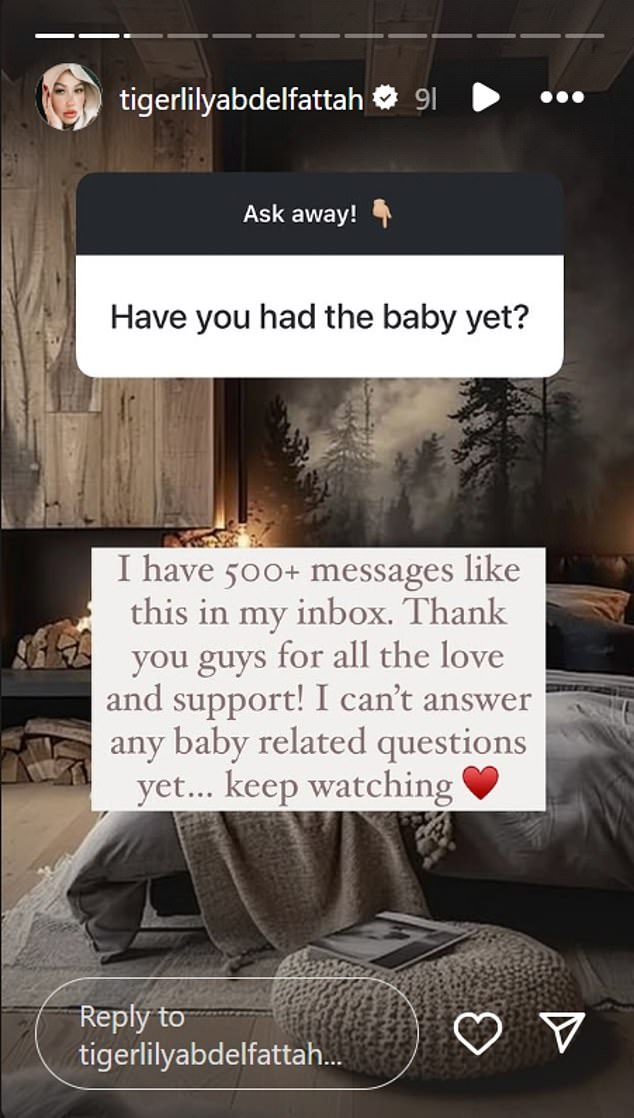 Tigerlily took to her Instagram Stories after the episode aired to answer viewer questions, including one who asked if she has since welcomed her child