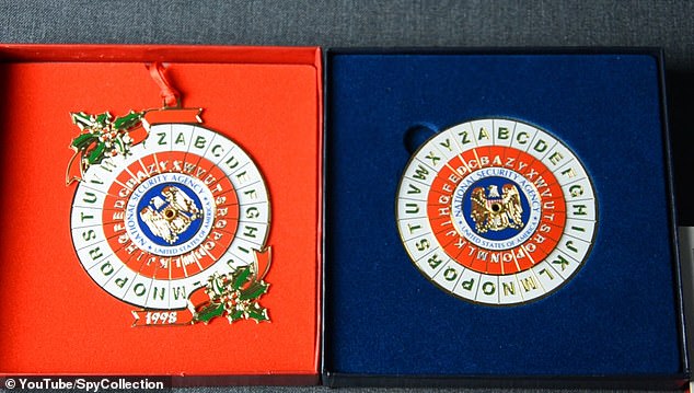 One NSA ornament even worked as a functional encryption and decryption device to encrypt secret messages: NSA's 1998 Cipher Disk ornament (above). 