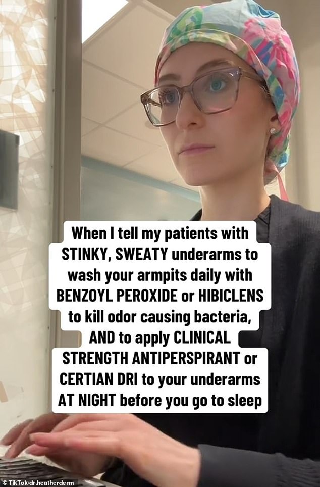 Dr. Kornmehl recommends washing the underarms daily with benzoyl peroxide or Hibiclens to kill odor-causing bacteria and using a clinical-strength antiperspirant at night to combat body odor, in addition to deodorants