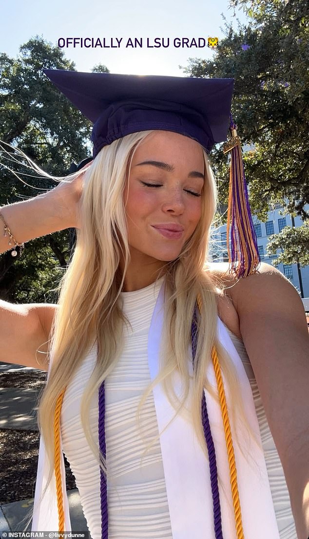 The gymnast officially graduated from LSU on Thursday and shared photos on social media