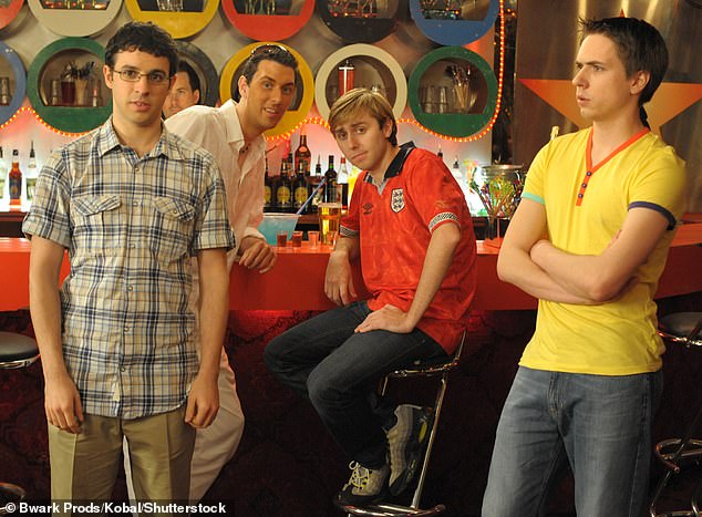 James (second right) co-starred with Joe Thomas, Simon Bird and Blake Harrison in the hit series (pictured in 2011)