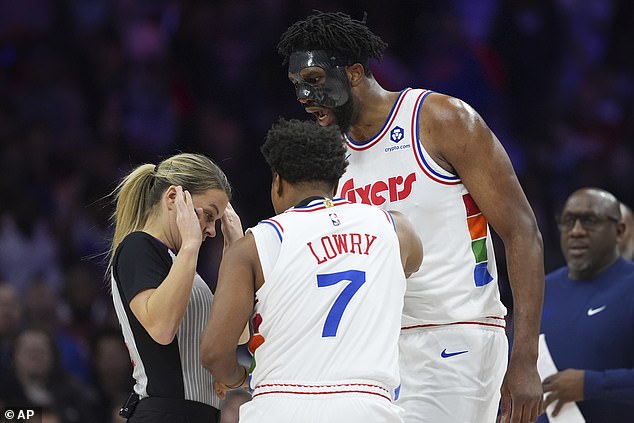 It would be hard to see Schroeder holding her hands up and trying to step away when Embiid erupted