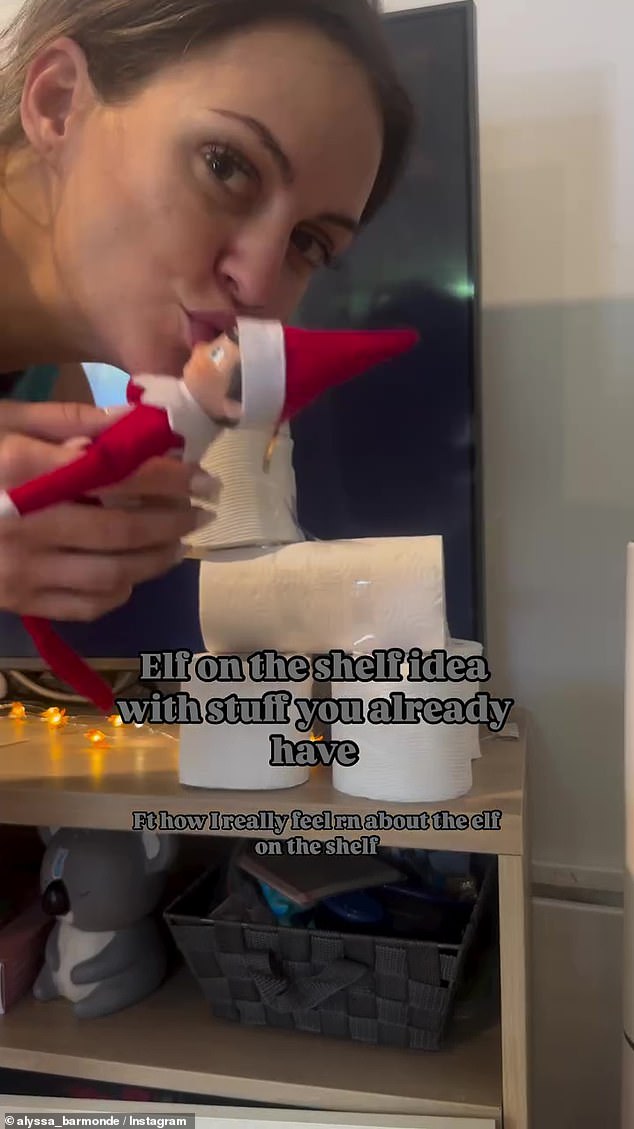 Alyssa also shared a short clip showing how she created a custom platform for the popular Elf On A Shelf Christmas toys