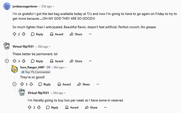 At least two Reddit users were hoping the new Potato Chips would be a permanent Trader Joe's product