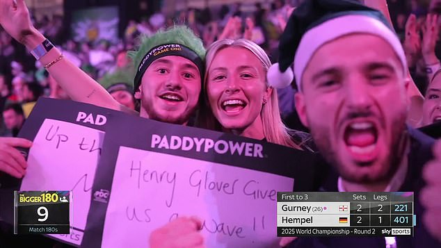 The England skipper was in the crowd at Alexandra Palace for the darts action on Monday evening