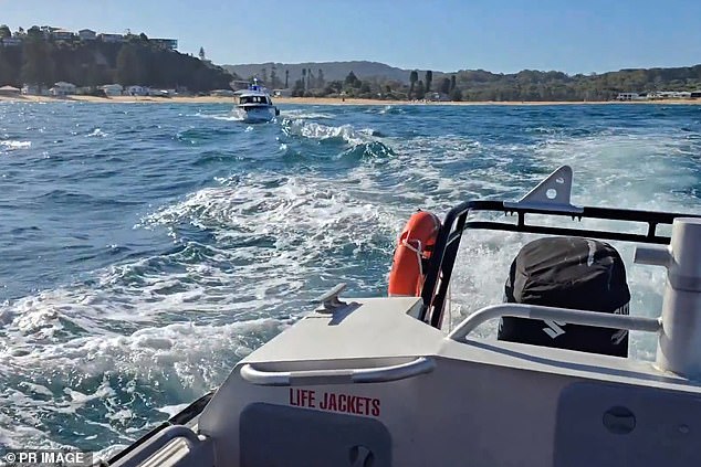 NSW Police, Marine Rescue and Surf LifeSaving NSW have all joined the search (pictured), which is hampered by choppy conditions with waves of up to 3 meters