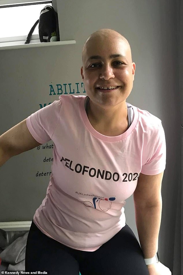 Ms Baskind during her cancer treatment after being diagnosed with leukemia in 2019, which left her unable to dance