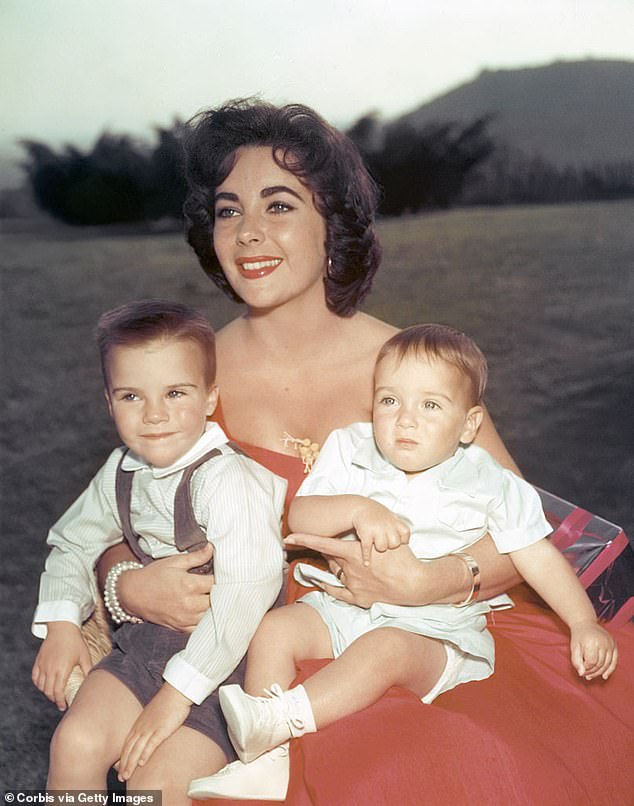 Elizabeth with her two sons Michael Howard and Christopher, who she had when she married Michael Wilding