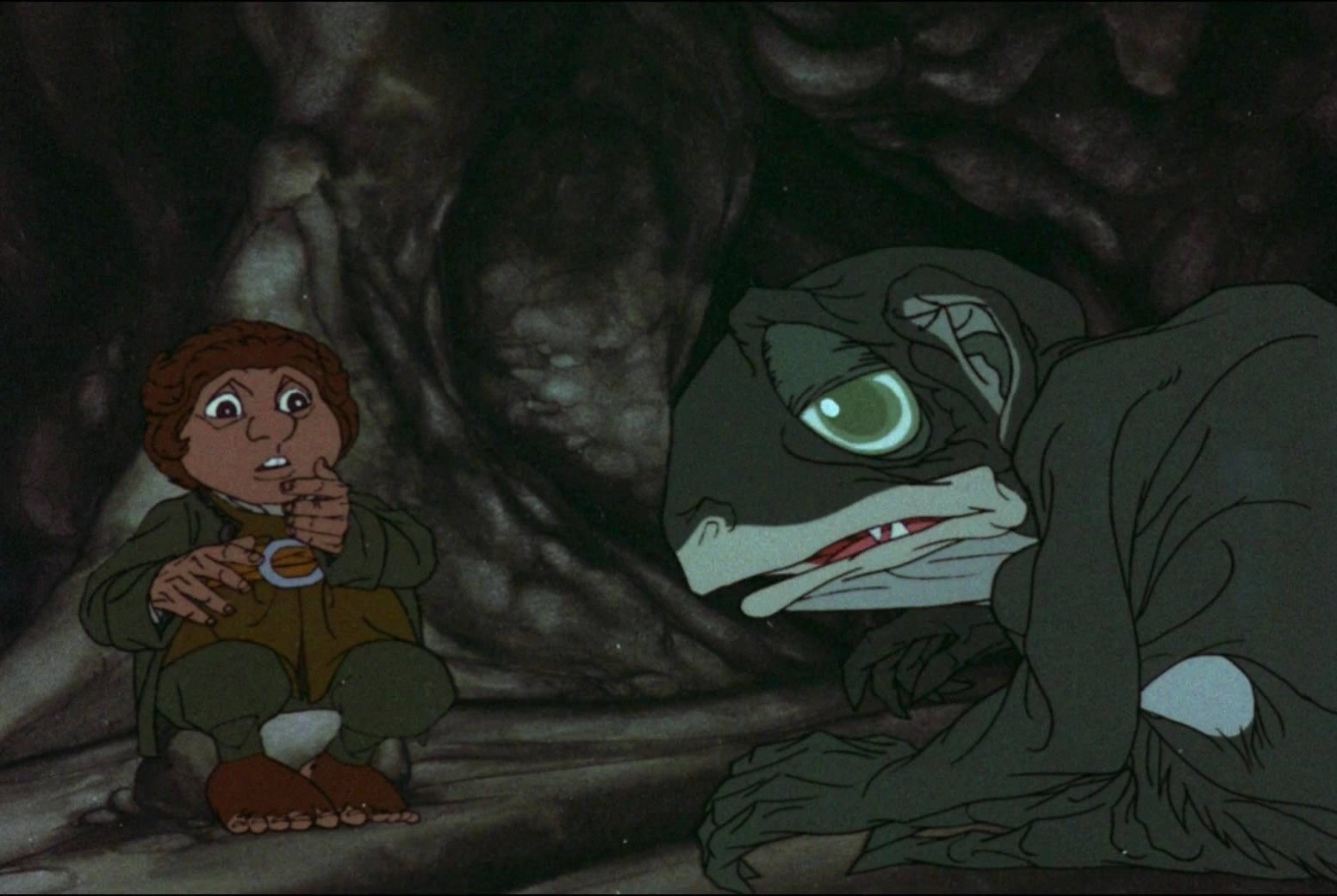 Bilbo meets Gollum in The Hobbit 1977