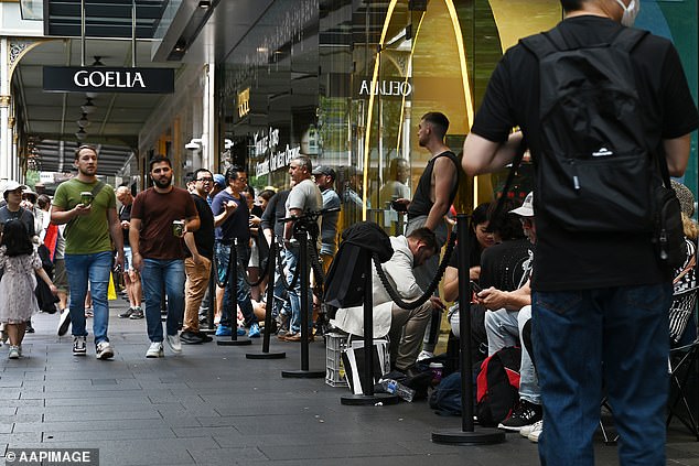 Sixty-nine percent of small business owners believe there are not enough mental health resources available to them. Often mental health is among a small business's priorities when it faces more immediate pressures (customers pictured waiting in Sydney last year for year-end sales to begin)