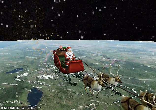 To make that trip, Santa would have to travel at a minimum speed of 8.2 million km/h (5.1 million miles per hour), or 0.8 percent of the speed of light. In the photo: the NORAD Santa Tracker