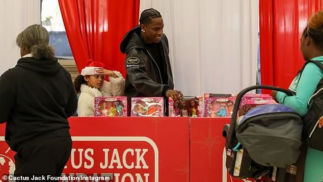 Video shared by the foundation showed the rapper giving back to his community