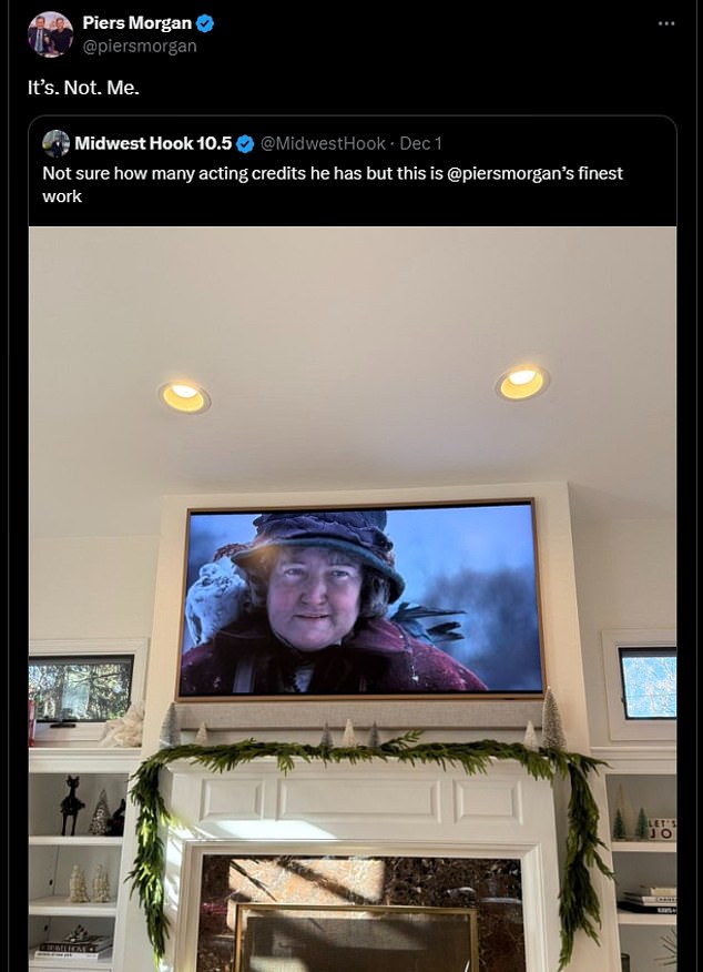 Piers saw an X-post from someone who joked that Home Alone was Piers' best work, to which he replied: 'Yes. Not. Me.'