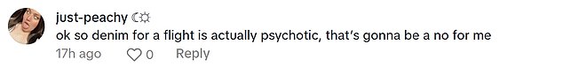 But her claims sparked a huge debate in the comments section, with some labeling her clothing choice as 'psychotic' and others applauding her advice.