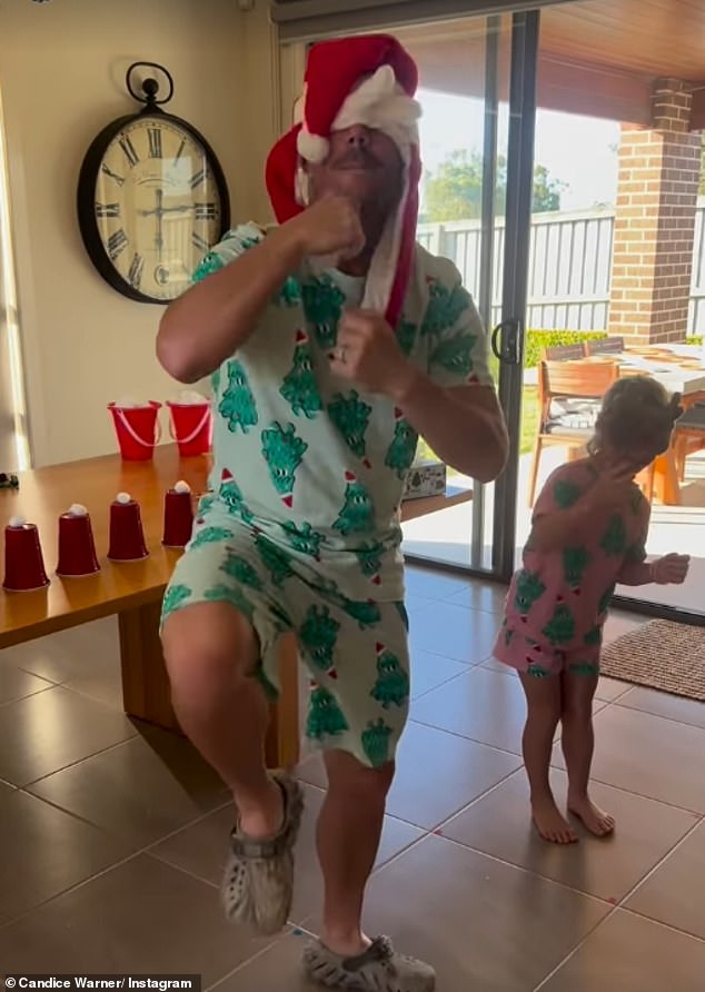 The cricket legend, 38, shared a hilarious video on Instagram of himself dancing up a storm with his daughters while wearing bright green Christmas-themed pajamas.