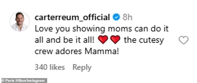 Married for three years, 11:11 Media co-founder Carter Reum's husband said, “I love that you're showing that moms can do anything and be anything! The adorable crew loves mommy!'