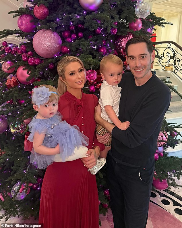 Paris and the 43-year-old founder of M13 Ventures (R, pictured November 28) welcomed both their children: son Phoenix, 23 months; and daughter London, 13 months – via surrogate and they employ a full-time nanny called Jean