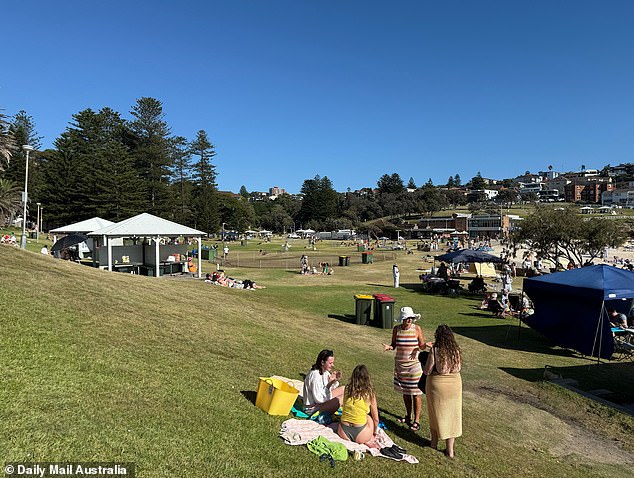 It was a stark contrast at 8am on Christmas morning, but some had already reserved huts and set up gazebos in Bronte Park to get in early on the long day ahead