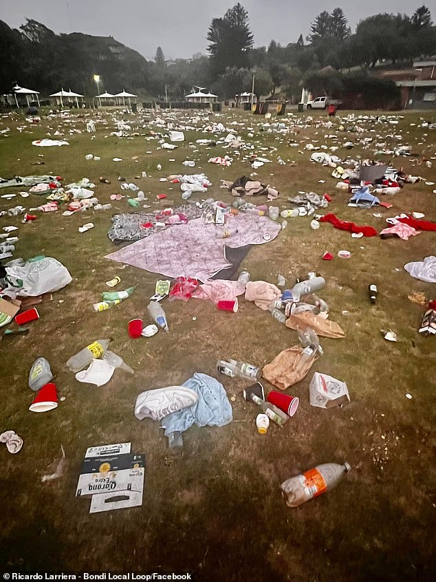 New cleaning measures will be introduced this year after rubbish was left in Bronte Park last Christmas Day, leaving council workers and local groups to clear up the mess (pictured)