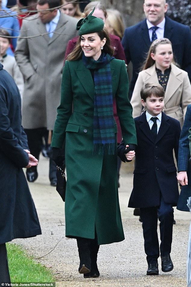 Prince Louis looked dapper in a navy blue jacket and matching trousers